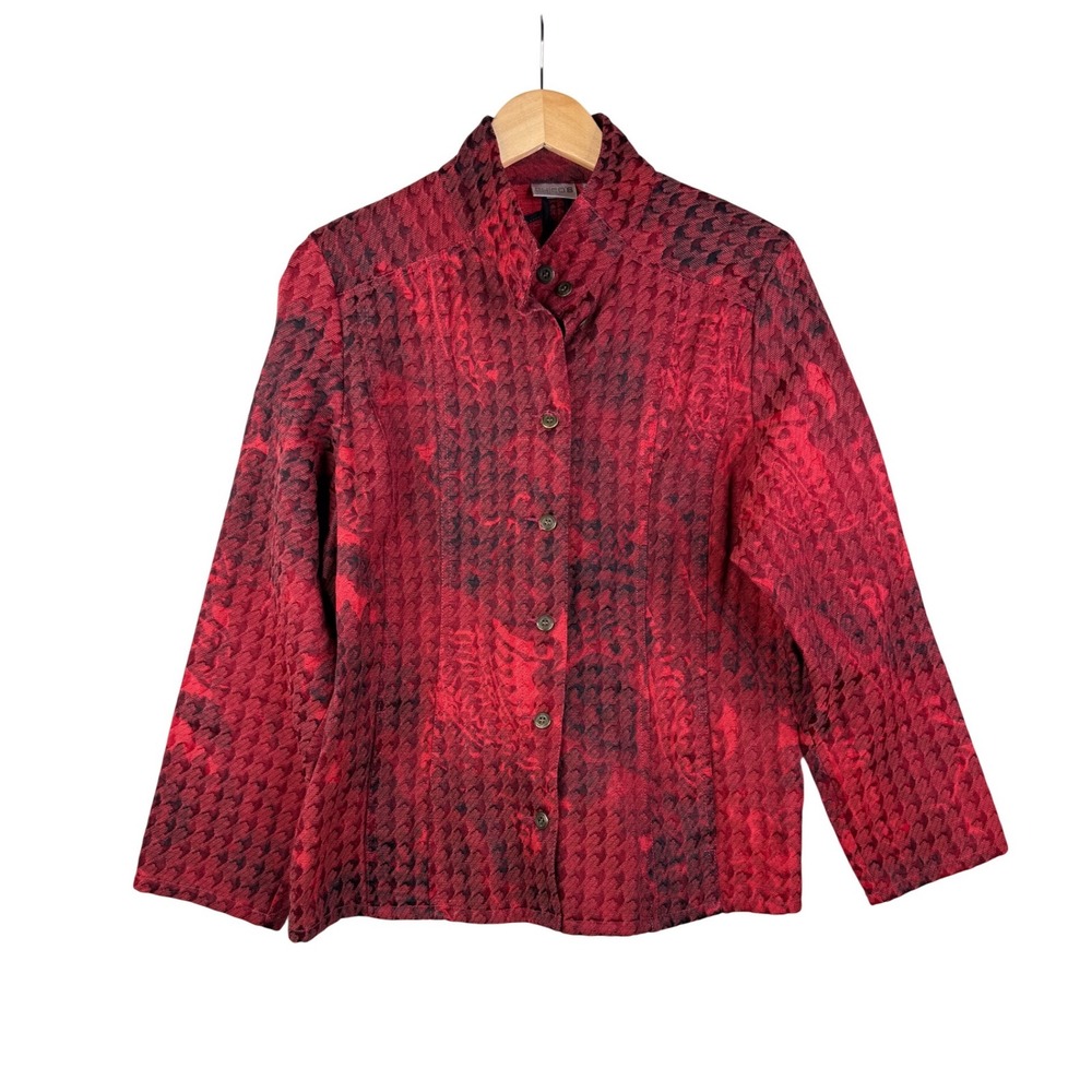 Chico's Textured Button Blazer Jacket size XL Red
